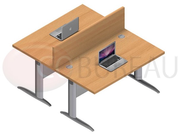 Ensemble 2 bureaux doit 140 Cm Pro métal Hêtre