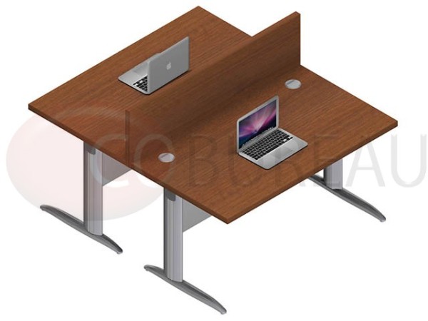 Ensemble 2 bureaux doit 140 Cm Pro métal Noyer
