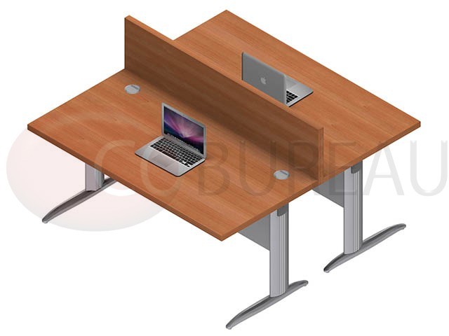 Ensemble 2 bureaux doit 160 Cm Pro métal Poirier