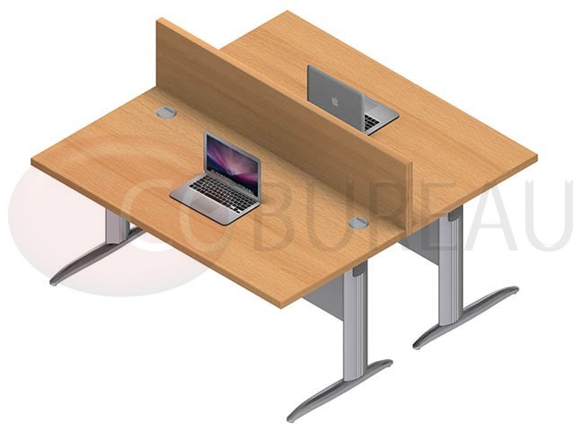 Ensemble 2 bureaux doit 160 Cm Pro métal Hêtre