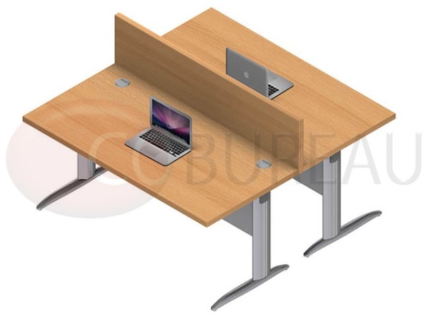 Ensemble 2 bureaux doit 160 Cm Pro métal Hêtre