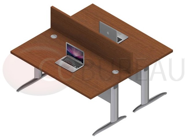 Ensemble 2 bureaux doit 160 Cm Pro métal Noyer