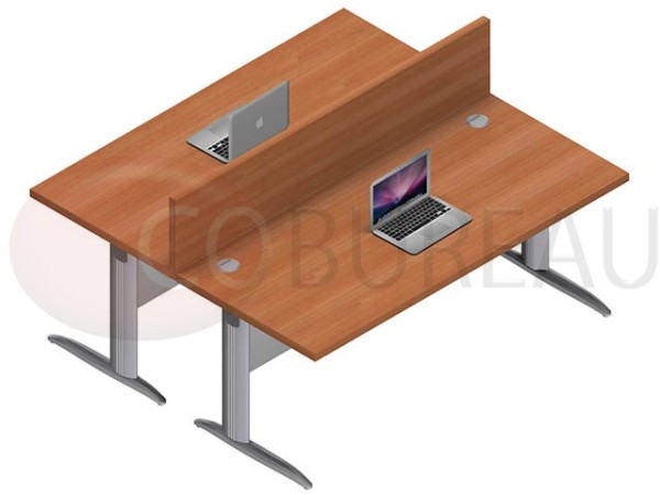 Ensemble 2 bureaux doit 180 Cm Pro métal Poirier