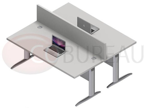 Ensemble 2 bureaux doit 180 Cm Pro métal Gris