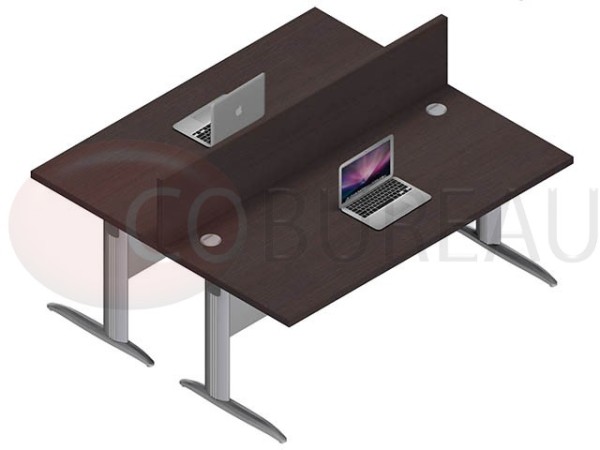 Ensemble 2 bureaux doit 180 Cm Pro métal Wengué