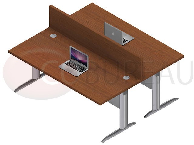 Ensemble 2 bureaux doit 180 Cm Pro métal Noyer