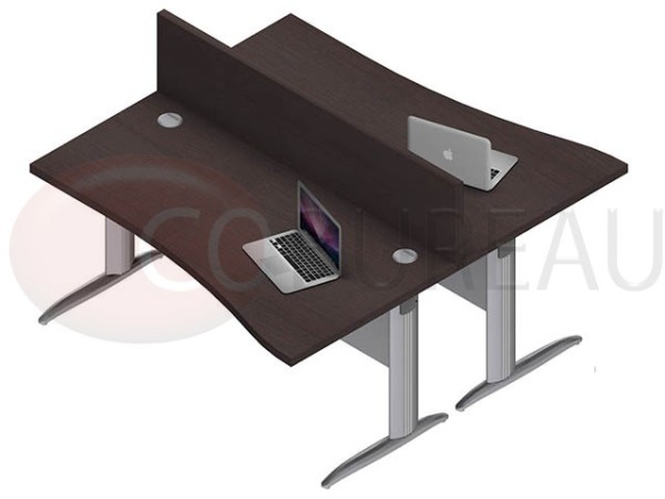 Ensemble 2 postes vague 160 Cm Pro métal plateaux wengué