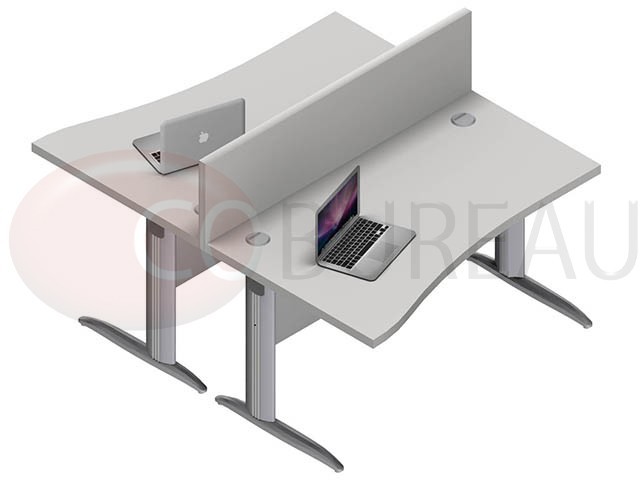 Ensemble 2 postes vague 160 Cm Pro métal plateau gris