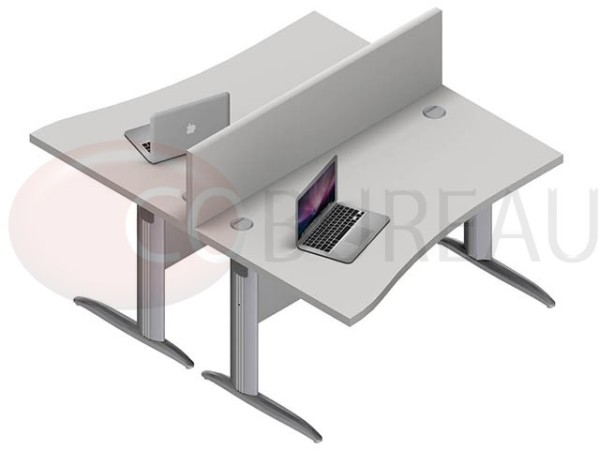 Ensemble 2 postes vague 160 Cm Pro métal plateau gris