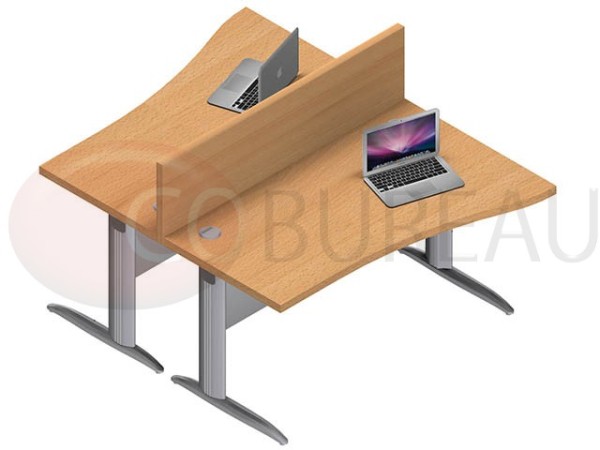 Ensemble 2 postes vague 160 Cm Pro métal plateau hêtre