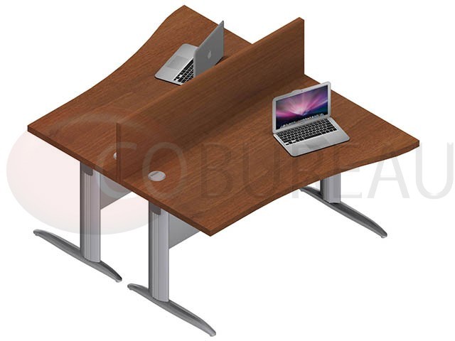 Ensemble 2 postes vague 160 Cm Pro métal noyer