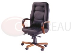 Fauteuil direction Zenia - Cuir Noir - Finition bois 2