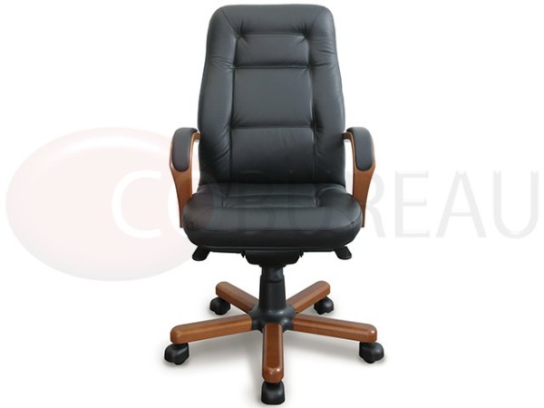 Fauteuil direction Zenia - Cuir - Finition bois